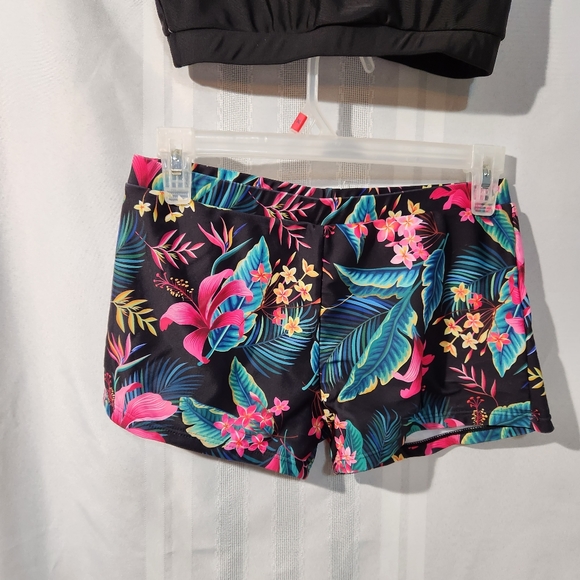 WENLY ZENG 2PC SWEATSUIT BLACK CROP TOP FLORAL PRINT  BOTTOM SIZE SMALL - Picture 5 of 13